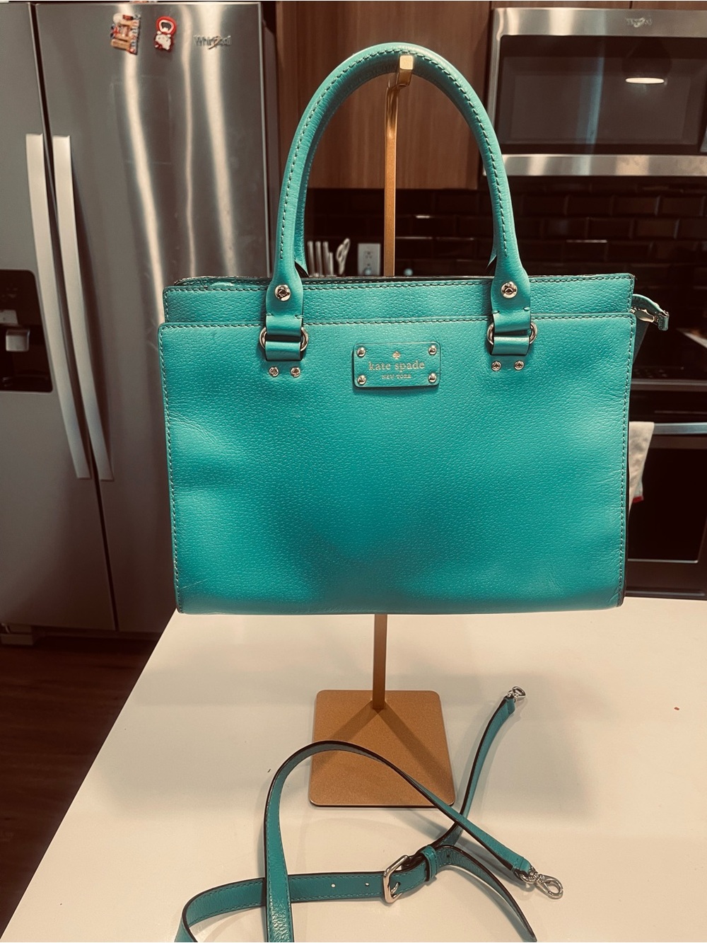 kate spade Teal Leather Satchel Tote